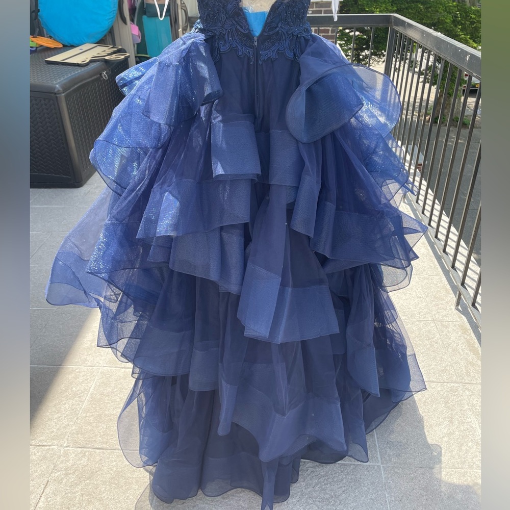 Blue Prom Dress with layers - Picture 5 of 13